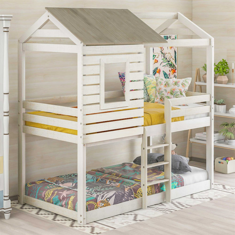 White wood store loft bed twin